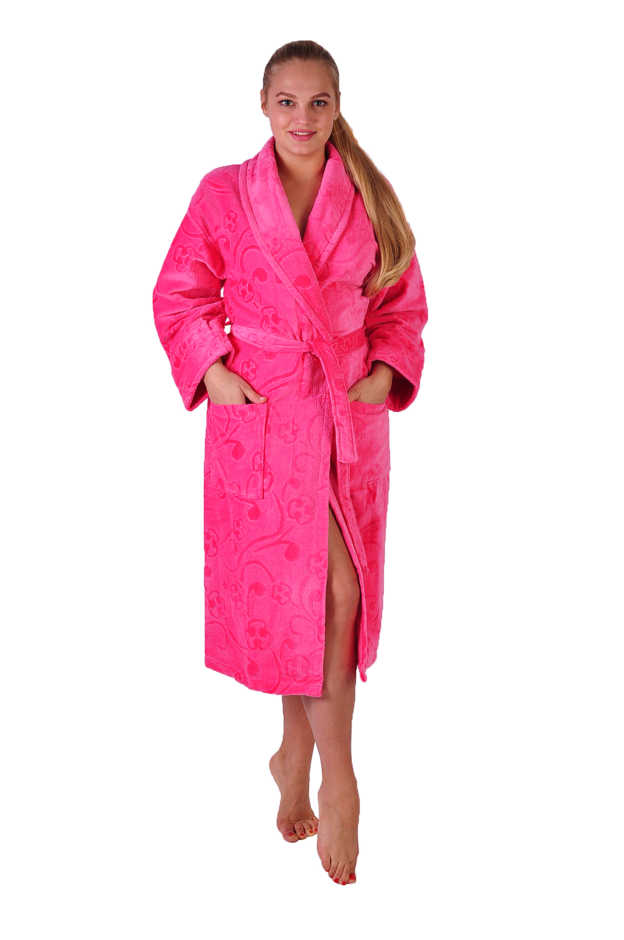 Халат махровый хлопок шаль розовый