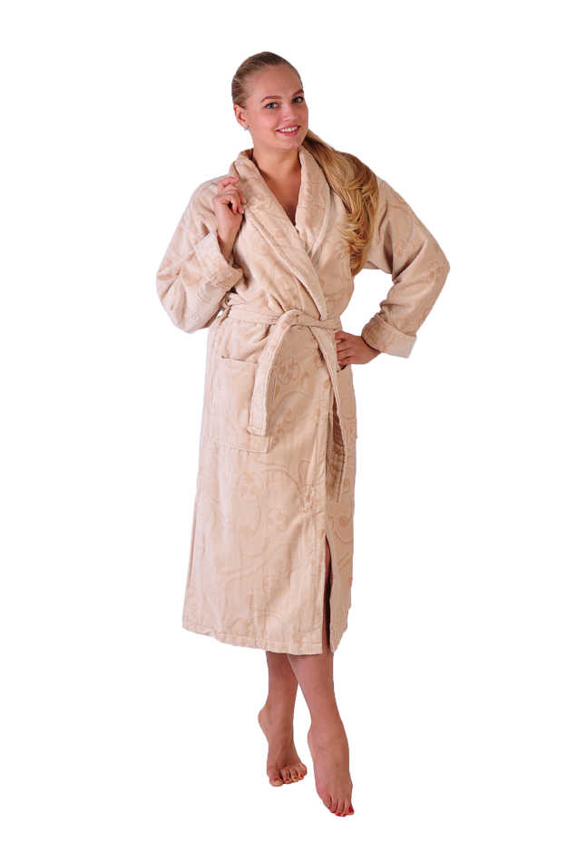 Халат махровый хлопок шаль крем