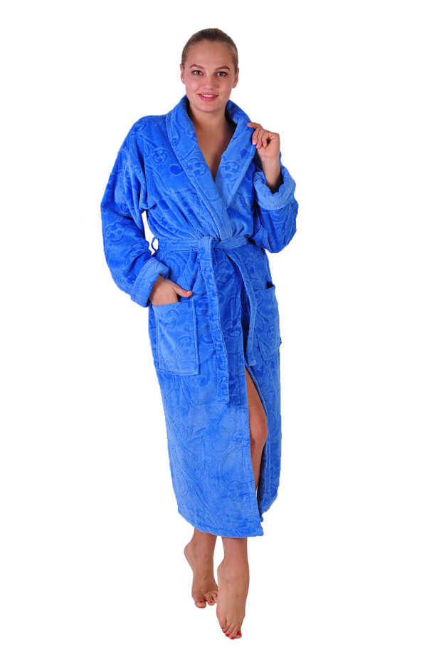 Халат махровый хлопок шаль голубой