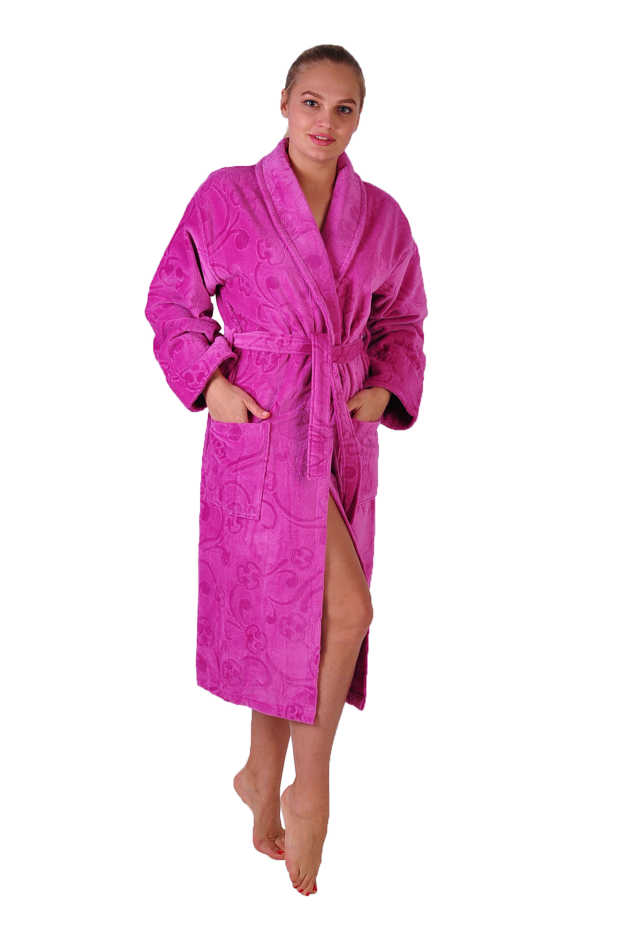 Халат махровый хлопок шаль сирень
