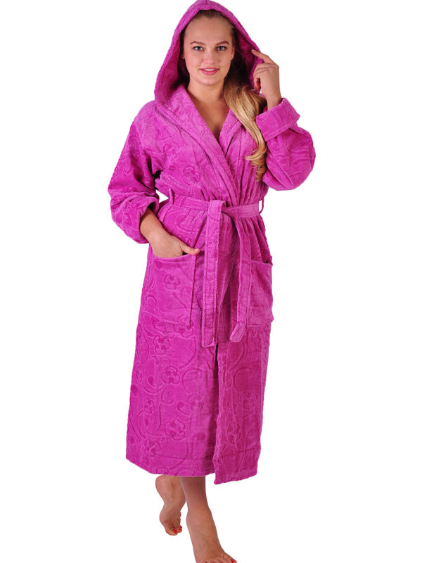 Халат махровый хлопок длинный сирень