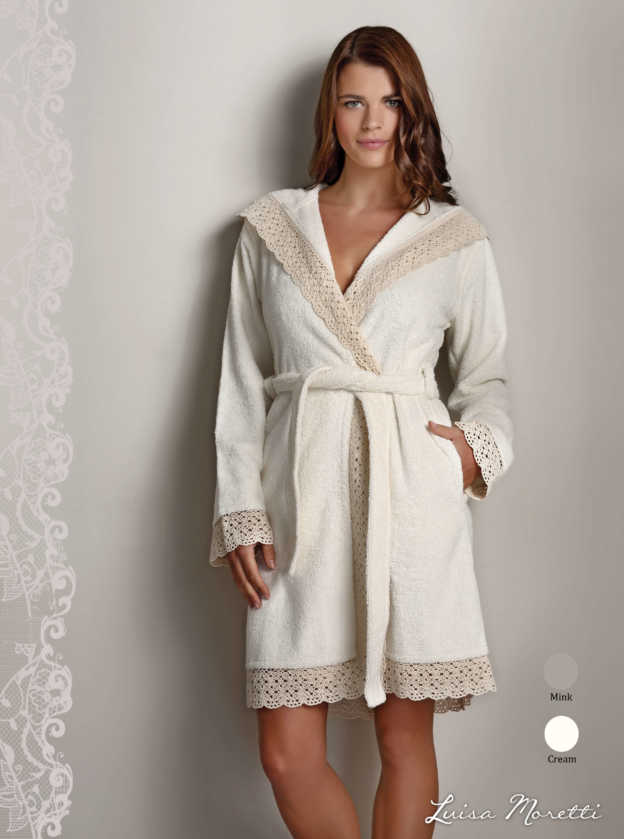 Женский махровый халат LMS-2074 cream S