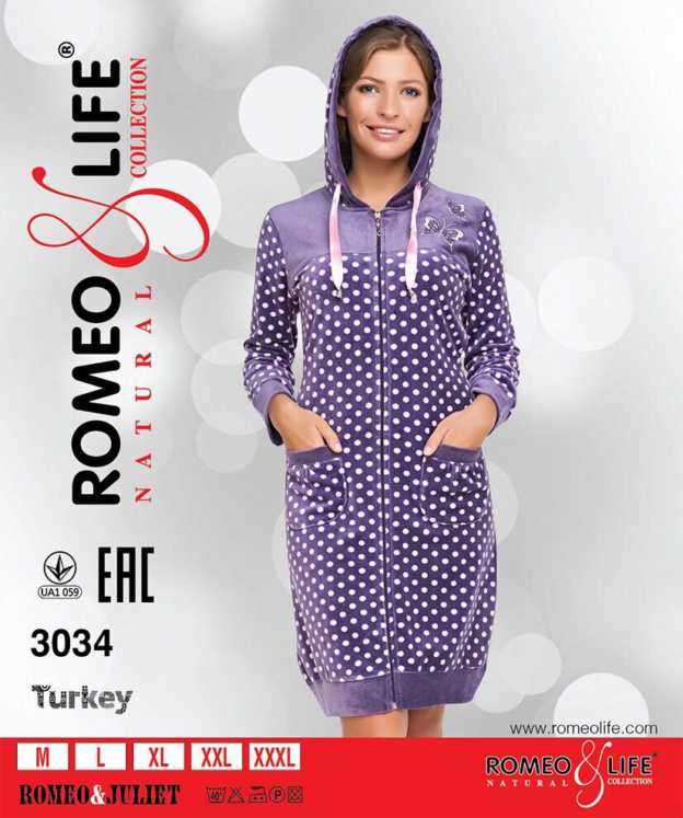 Халат женский велюр Romeo Life 3034
