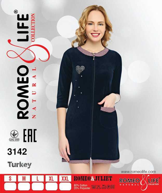 Халат женский велюр Romeo Life 3142