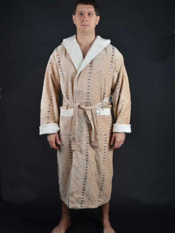 Халат махровий 10936 kap.romb bej 3XL