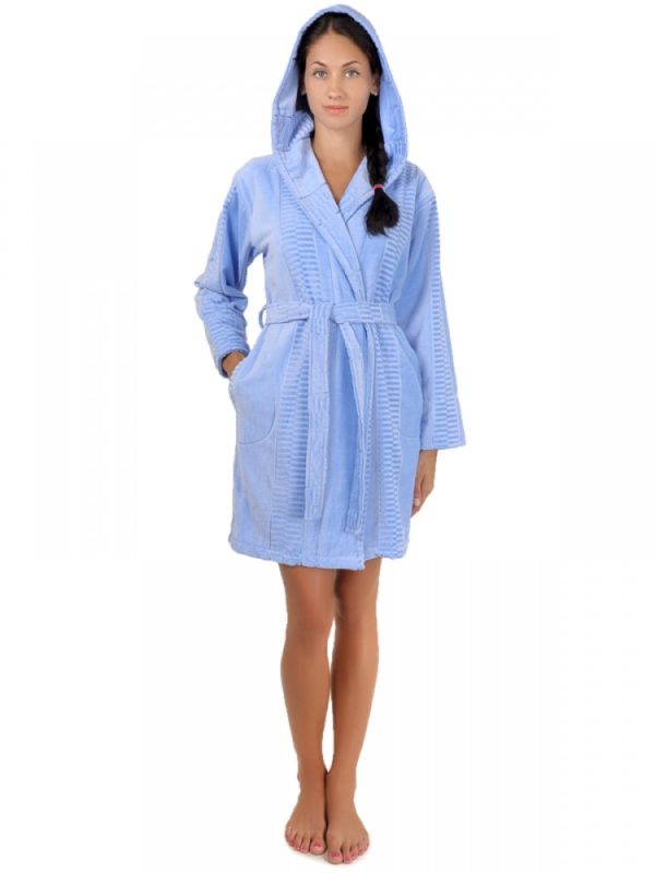 Халат махровий Sofі Soft бавовна короткий голубой