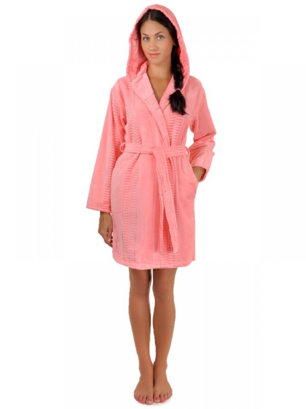 Халат махровий Sofі Soft бавовна короткий персик