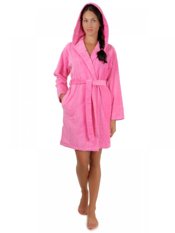 Халат махровий Sofі Soft бавовна короткий рожевий