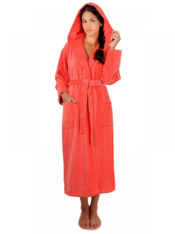 Халат махровий Sofі Soft бавовна довгий корал