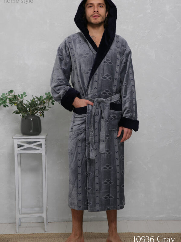 Халат махровий 10936 kap.romb gray 3XL