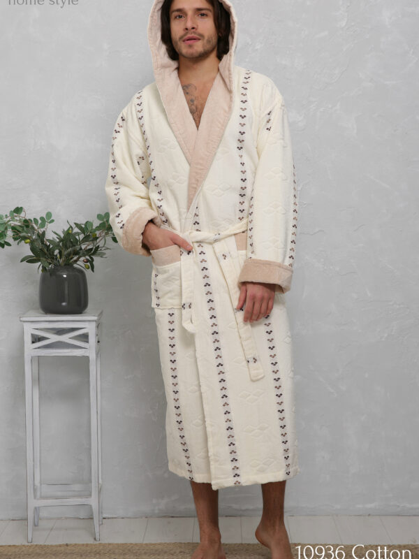 Халат махровий 10936 kap.romb crem 2XL