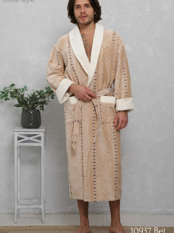 Халат махровий 10937 romb bej 2XL