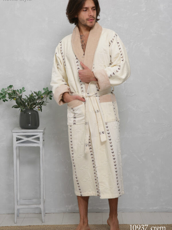 Халат махровий 10937 romb crem 2XL